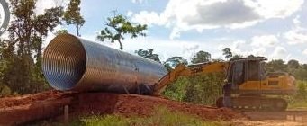 instalação de tubos Armânicos metálicos na rodovia MT-206