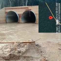 No dia 13 de agosto uma intercorrência com a chuva em um dos pontos de instalação dos Tubos Armco
